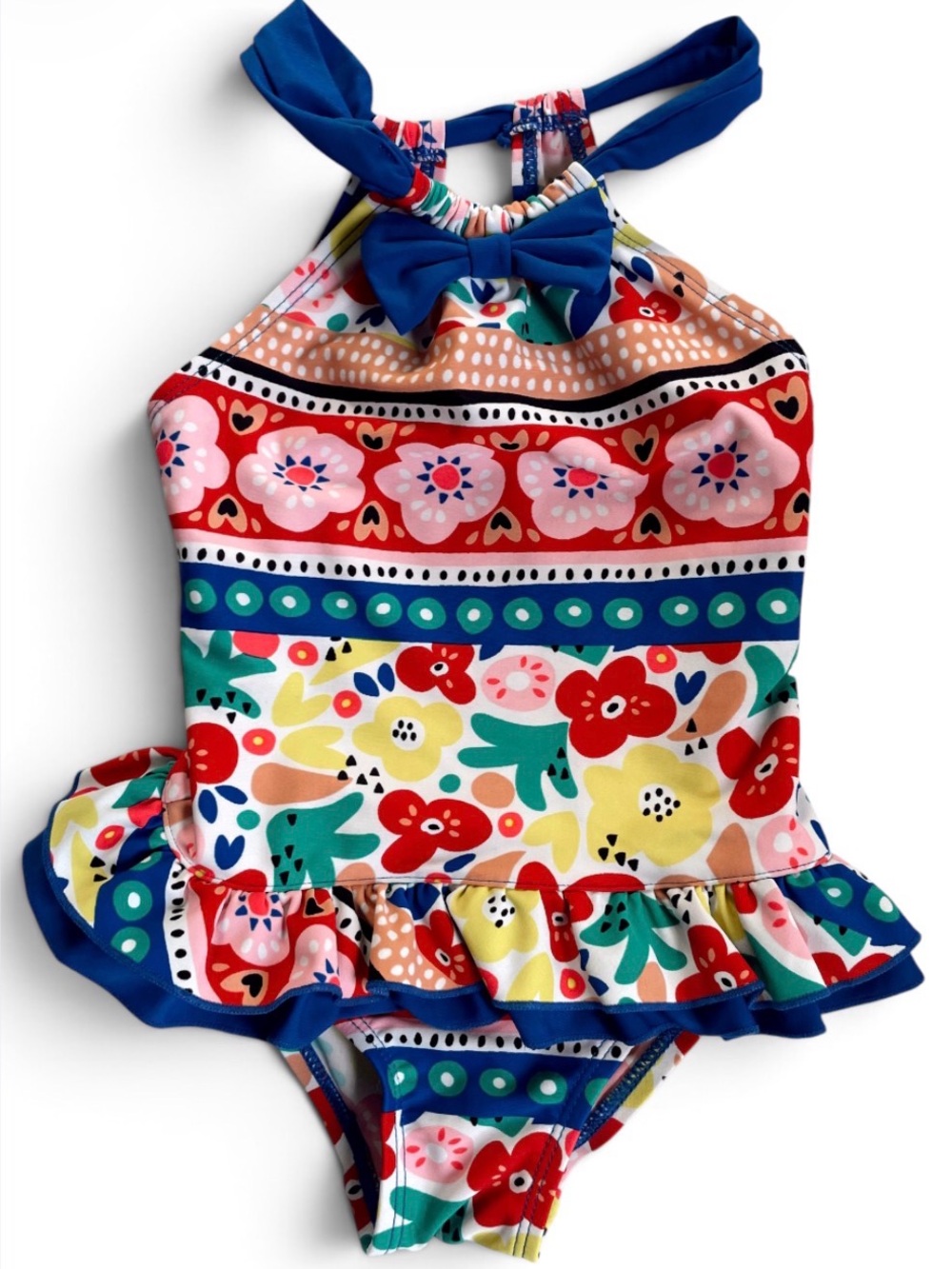 FLOATIMINI Bathing Suit Swimsuit Swimwear Floral Bow Rainbow 3T Swim Beach